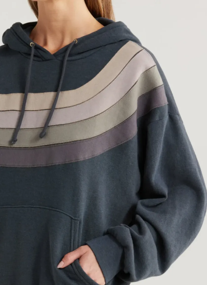 Wave Stripe 4 Pullover Hoodie Relaxed