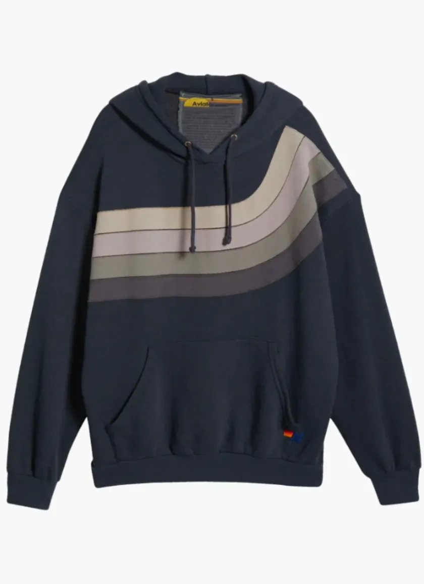 Wave Stripe 4 Pullover Hoodie Relaxed